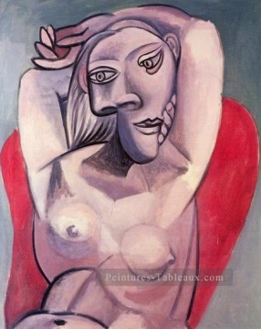 Femme dans un fauteuil rouge 1929 cubiste Pablo Picasso Peinture à l'huile